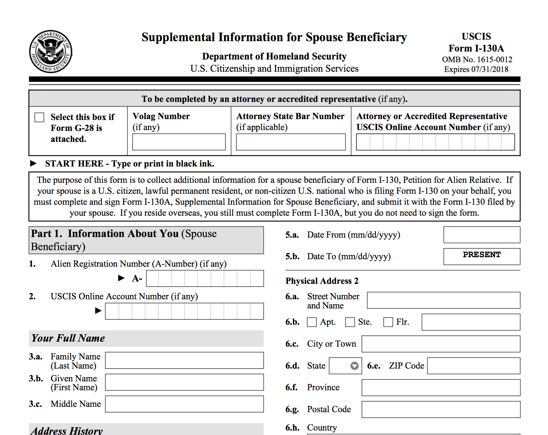 What Is Form I 130A 